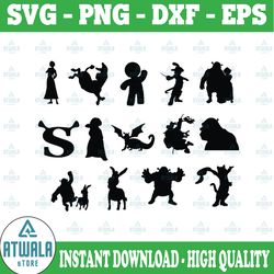 shrek silhouette svg shrek svg bundle shrek svg puss in boots cut file design vector icon svg jpg file cricut digital