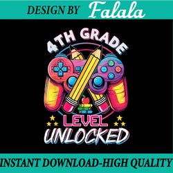 4th grade level unlocked video game back to school boys png, first day of school png, back to school png, digital downlo