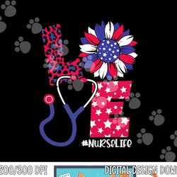 patriotic nurse 4th of july american flag sunflower womens png, sublimation copy