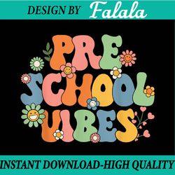 back to school preschool vibes retro teacher women kids png, first day of school png, back to school png, digital downlo