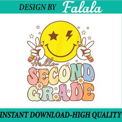 hello second grade funny smile face 2nd grade back to school png, first day of school png, back to school png, digital d
