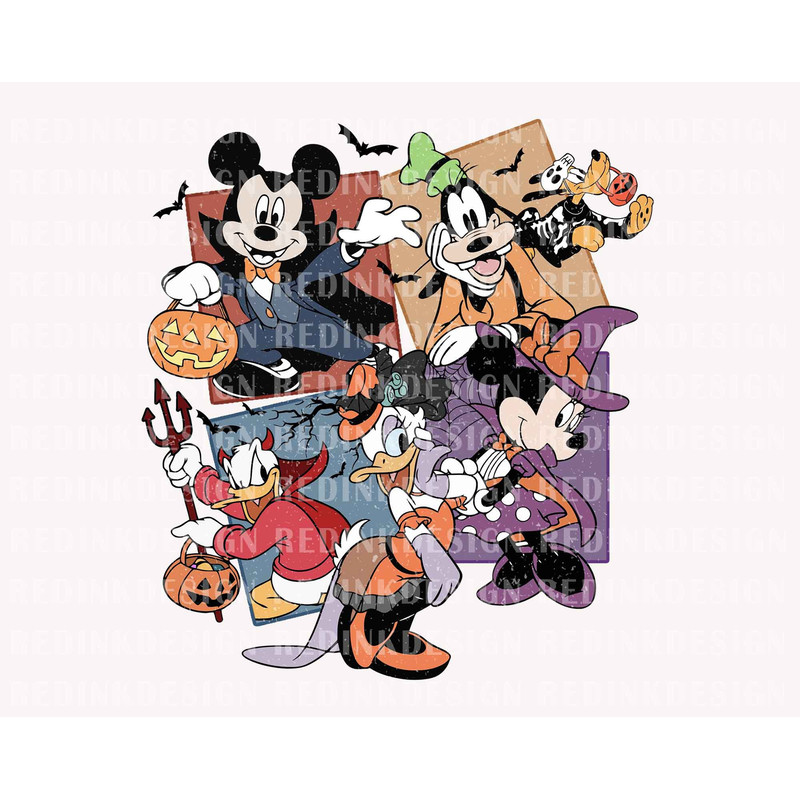 Retro Halloween PNG, Halloween Mouse And Friend Png, Spooky Season Png, Trick Or Treat Png, Halloween Masquerade, Sublimation Design - 1.jpg