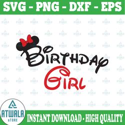 birthday girl svg, disney birthday svg, disney svg dxf png instant download, disney trip svg, minnie mouse svg, disney