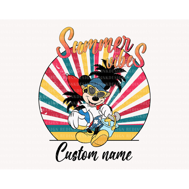 Retro Summer Vibes Svg, Summer Trip Svg, Family Trip Svg, Magical Kingdom Svg, Cute Mouse Svg, Vacay Mode Svg, Family Shirt, Custom Name Svg - 1.jpg