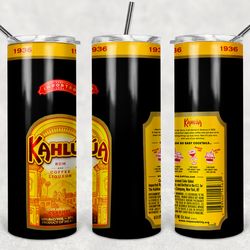 kahlua bottle tumbler png, kahlua bottle 20oz skinny tumbler sublimation designs png, drinks tumbler png