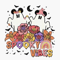 Spooky Vibes SVG, Halloween Svg, Halloween Floral Svg, Mouse