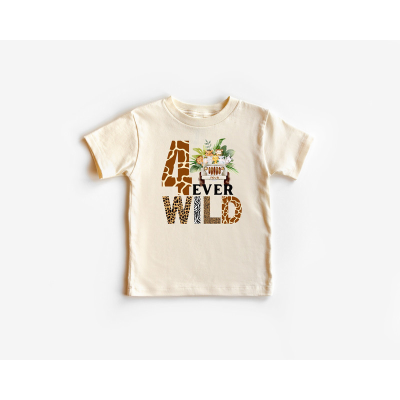 4 Ever Wild Shirt, Safari 4th Birthday Toddler T-Shirt, Jungle birthday gift tee, Zoo Animals Toddler Shirt - 1.jpg