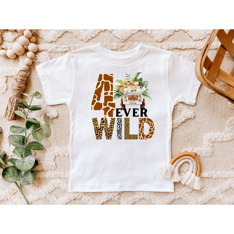 4 Ever Wild Shirt, Safari 4th Birthday Toddler T-Shirt, Jungle birthday gift tee, Zoo Animals Toddler Shirt - 3.jpg