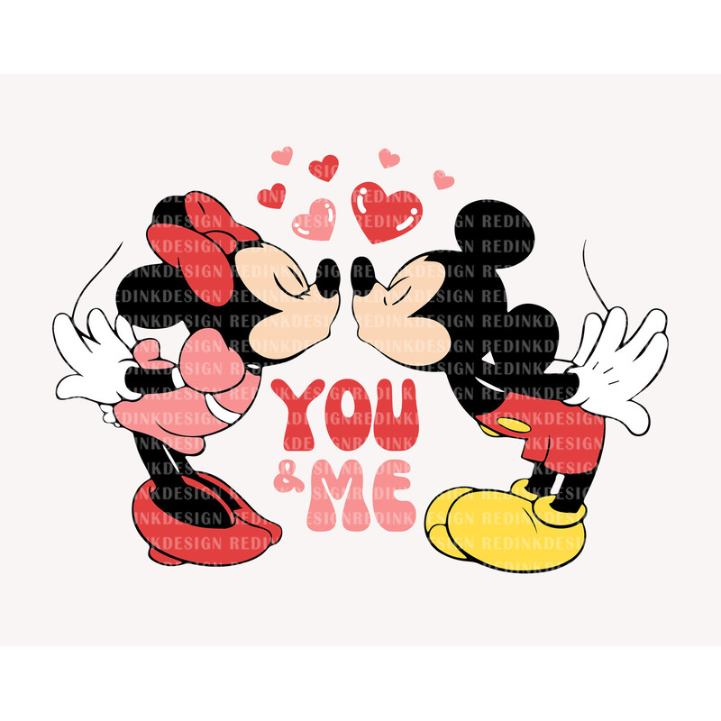 You And Me Svg, Mouse Kiss Svg, Funny Valentine's Day, Honey Moon Holiday Svg, Valentine's Day, Retro Valentines Svg, Mouse Couple SVG File - 1.jpg