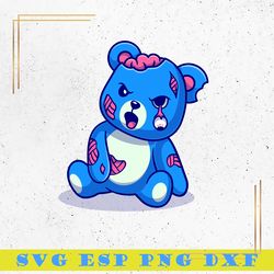 cute bear zombie svg, blue bear svg, happy halloween svg