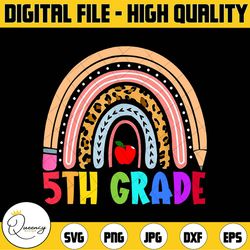 fifth grade rainbow leopard png, fifth grade png, 5th grade png, back to school png, school png, teacher png
