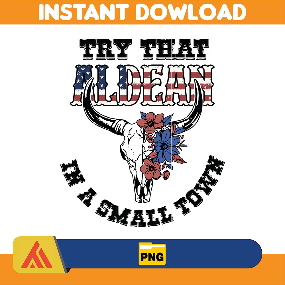 Try That In A Small Town Png, Cow Skull Small Town Png, Retro Country Shirt Png, Country Music, American Flag (8).jpg