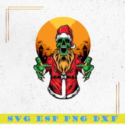 zombie santa svg, scary santa svg, happy halloween svg, merry christmas svg