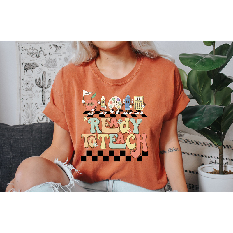 Comfort Colors® Ready to Teach T-Shirt, Retro Teacher Gift Tee, Back To School Teacher T-Shirt, Occupation Shirt - 2.jpg