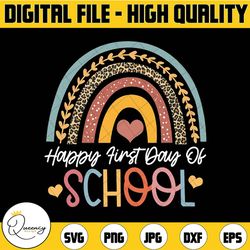 happy first day of school funny leopard boho rainbow png teaching, teacher png, teacher life, teacher quote png, back to