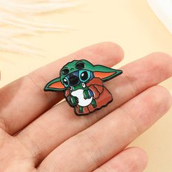 Disney Stitch Wear Yoda Clothing Hug Frog Enamel Brooch Cute Cartoon Lilo and Stitch Badge Lapel Pin Accessories