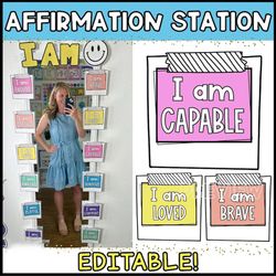 Affirmation Station for the Classroom | Bright Classroom Decor | Positive Affirmation | Affirmation Mirror | Class