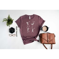 dancing skeletons shirt- cute halloween shirt - funny skeleton shirt - halloween party tee - halloween gift shirt - hall