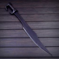 SPARTAN SWORD BLACK EDITION, HANDMADE SWORD, GIFT FOR FATHER, BEST SWORD, HIGH QUALITY SWORD, BIG SWORD WITH LEATHER