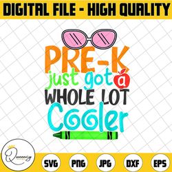 pre k just got a lot cooler first day of pre school png file for sublimation