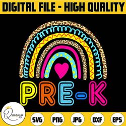 pre k boho rainbow png, back to school png , first day of school, preschool team png, pre school teacher gift, hello