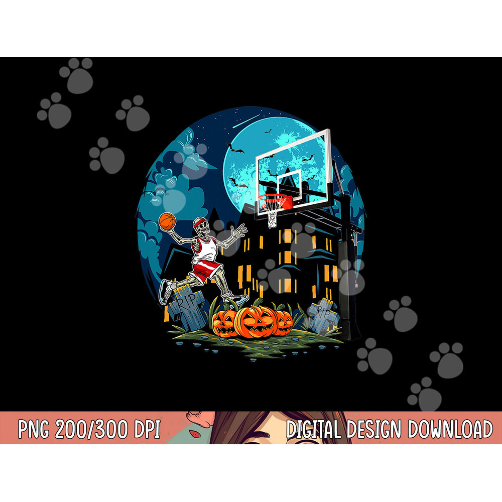 Cool Basketball Skeleton Halloween Bones Trick Or Treat png,sublimation copy.jpg