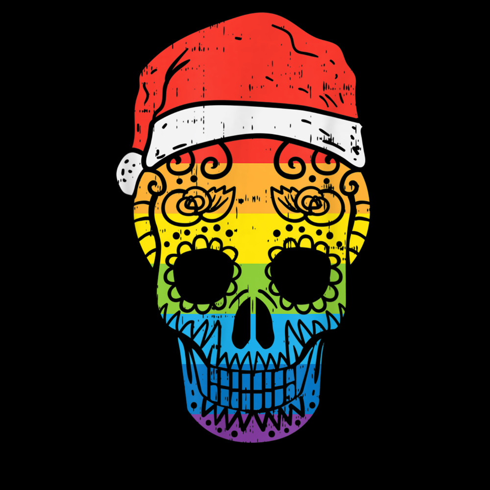 Gay Pride Sugar Skull Santa Hat Lgbt Christmas Mexican Gift 0.jpg