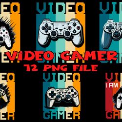 video gamer vintage 12 png files digital download sublimation