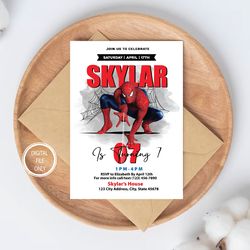 personalized file spiderman invitation | printable birthday party invitation, invitation png file only, digital download