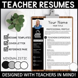 Minimalist Resume Template for Teachers | Resume and Cover Letter Template | Resume Template Bundle | Resume Template