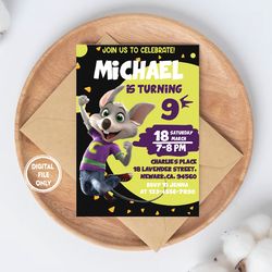 personalized file chuck e cheese birthday invitation | printable chuck e che, invitation png file only, digital download