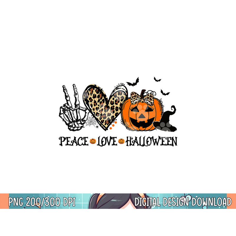 Peace Love Halloween Happy Halloween Pumpkin Leopard Heart png, sublimation.jpg