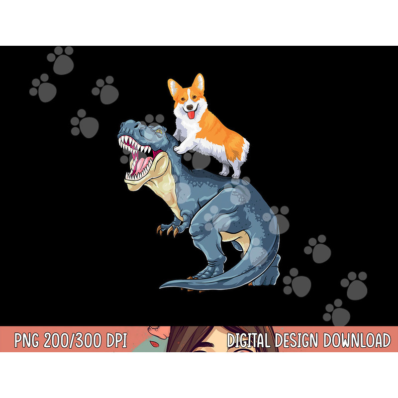 Corgi Riding Dinosaur T Rex Dog Funny Corgi Space Kids Boys png, sublimation copy.jpg