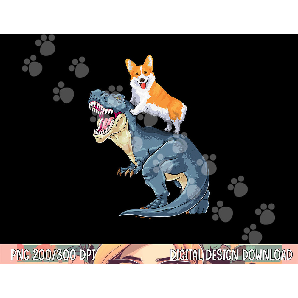Corgi Riding Dinosaur T Rex Dog Funny Corgi Space Kids Boys png, sublimation copy.jpg