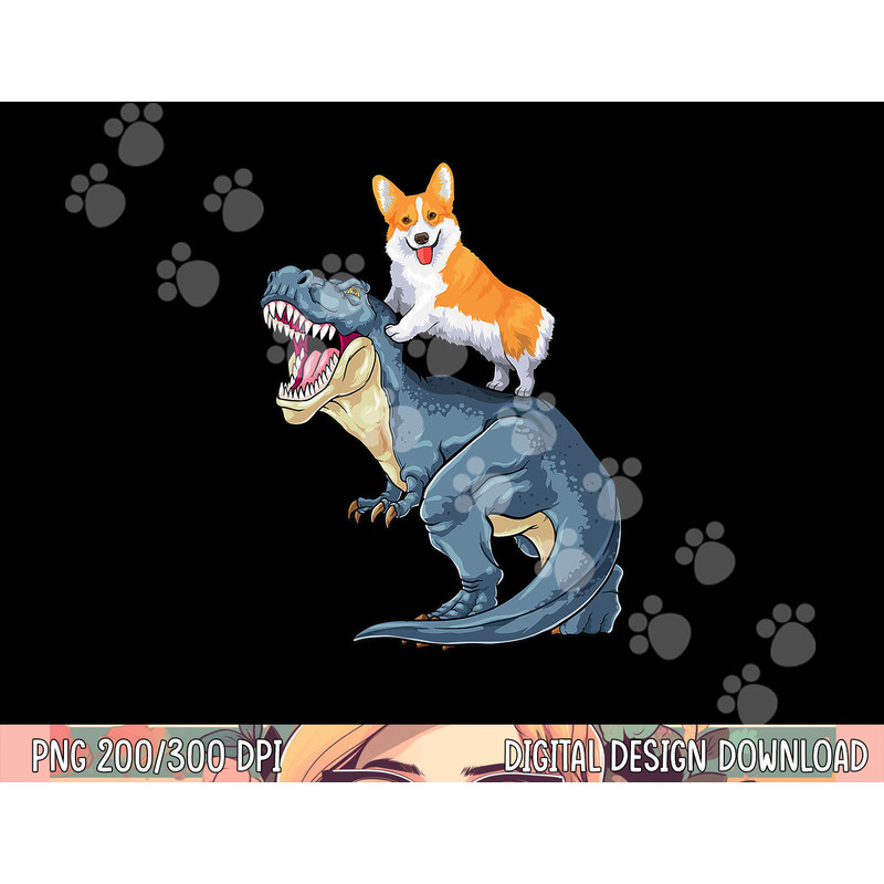 Corgi Riding Dinosaur T Rex Dog Funny Corgi Space Kids Boys png, sublimation copy.jpg