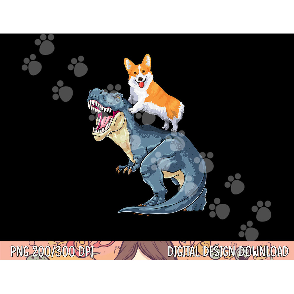 Corgi Riding Dinosaur T Rex Dog Funny Corgi Space Kids Boys png, sublimation copy.jpg
