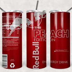red bull peach tumbler png, red bull peach 20oz skinny sublimation designs png, drinks tumbler png, png file