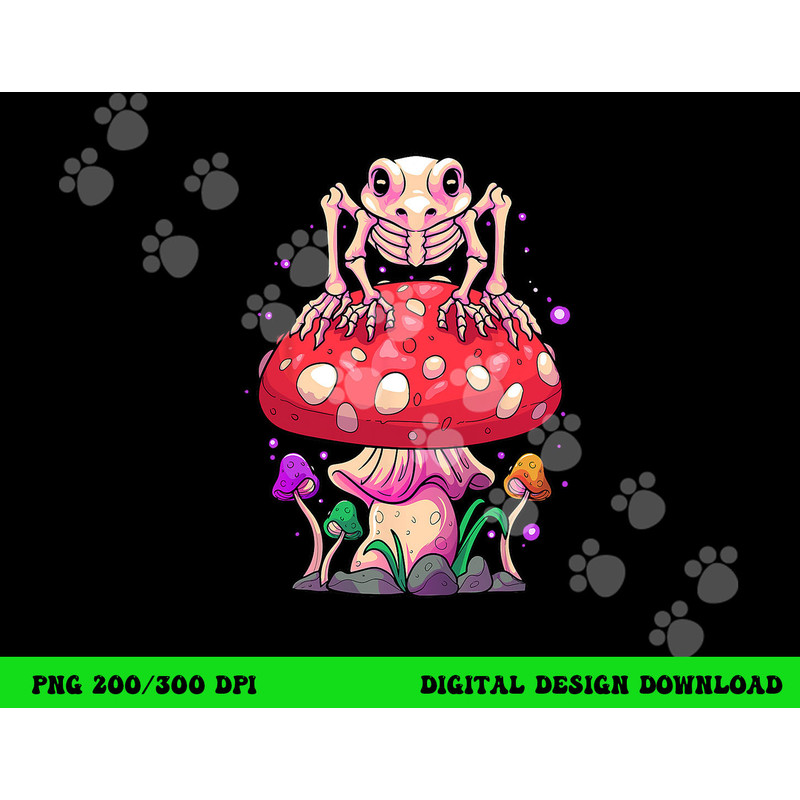 Cottagecore Skeleton Frog Skull Mushroom Halloween Nu Goth png,sublimation copy.jpg