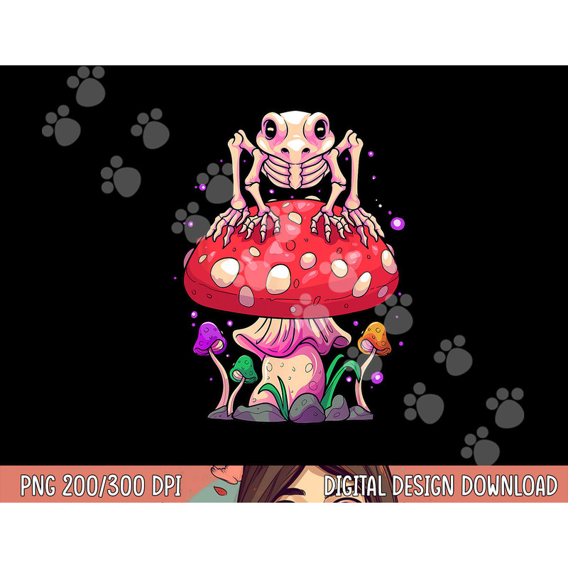 Cottagecore Skeleton Frog Skull Mushroom Halloween Nu Goth png,sublimation copy.jpg