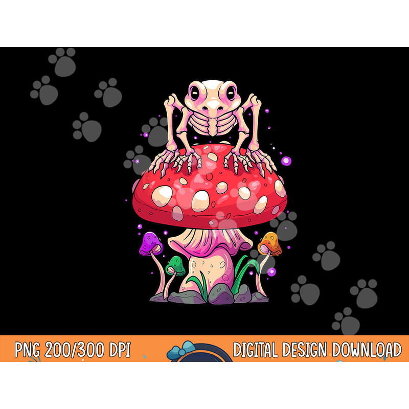 Cottagecore Skeleton Frog Skull Mushroom Halloween Nu Goth png,sublimation copy.jpg
