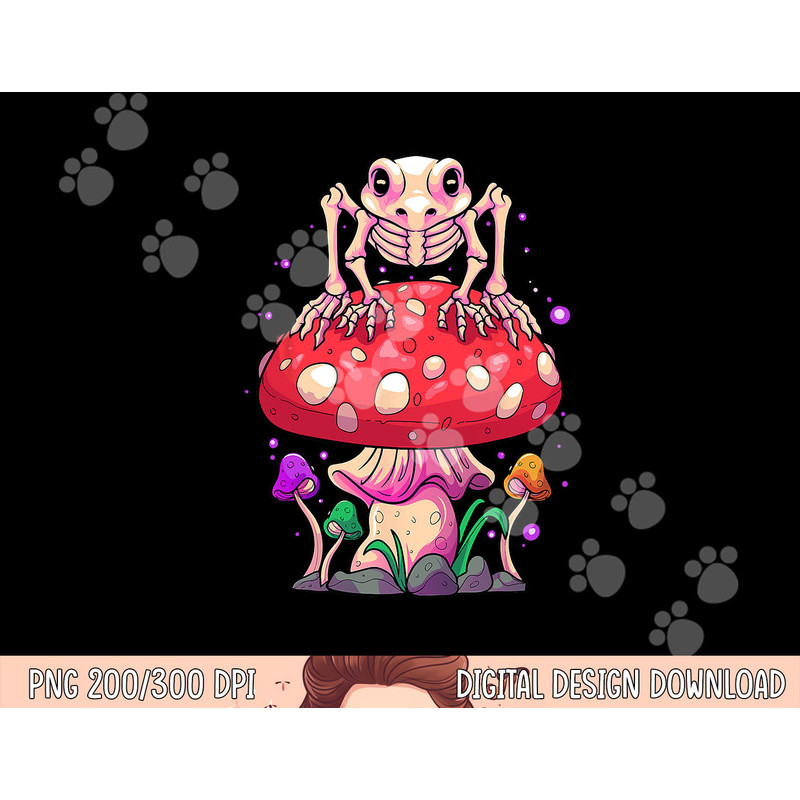 Cottagecore Skeleton Frog Skull Mushroom Halloween Nu Goth png,sublimation copy.jpg