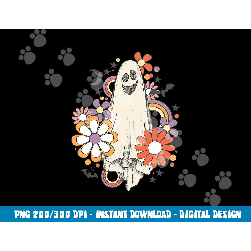 Groovy Vintage Floral Ghost Cute Halloween Spooky Season  png,sublimation copy.jpg