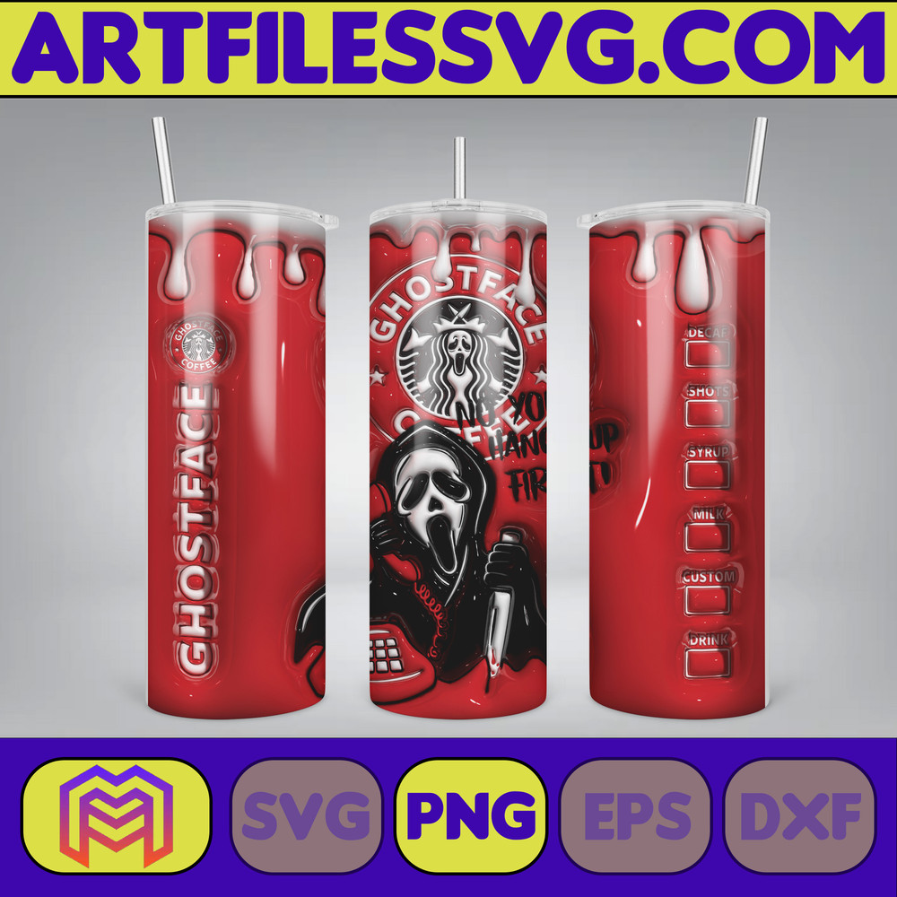 Halloween Character Coffee Wrap Sublimation Tumbler Design Download PNG, 20 Oz Digital Tumbler Wrap PNG Download (2).jpg