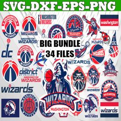 Bundle 34 Files Washington Wizards Basketball Team svg,  Washington Wizards svg, NBA Teams Svg, NBA Svg, Png, Dxf, Eps,