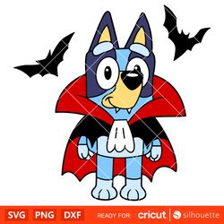 Halloween Bluey Svg, Dracula Svg, Halloween Svg, Bluey and Bingo Svg, Cricut, Silhouette Vector Cut File