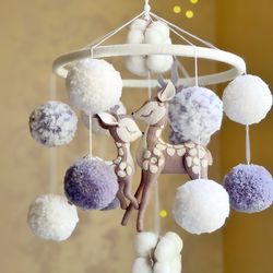 deer mobile crib, baby mobile felt, baby boy mobile, baby girl mobile, nursery mobile, nursery decor