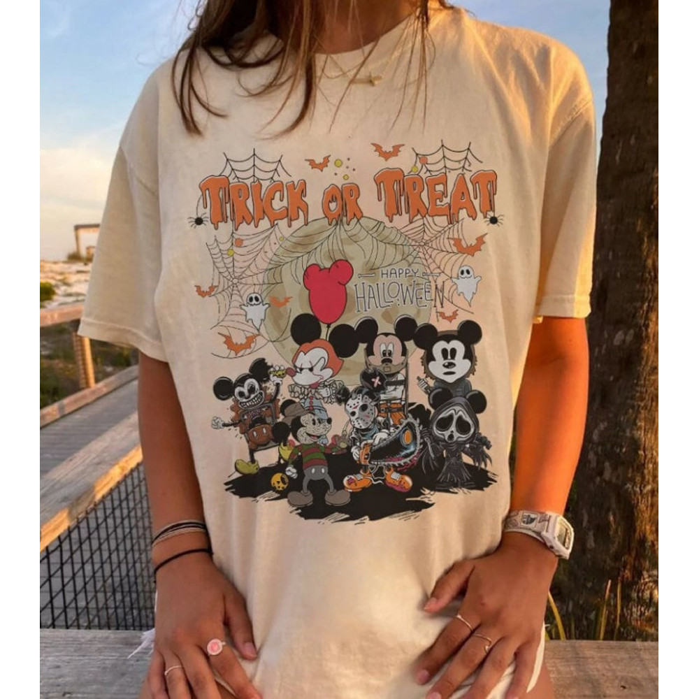Vintage Disney Halloween Mouse And Friends, Horror Movie Shirt, Friday the 13th Horror, Michael Myers Homage, Pennywise Horror Comfort Tee - 1.jpg