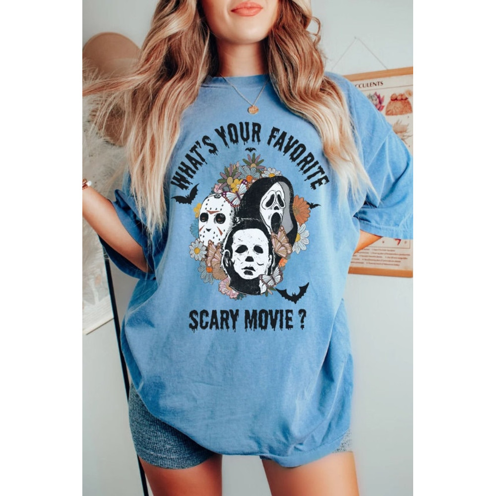 Vintage What's Your Favorite Scary Movie Shirt, Halloween Ghost Face Shirt, Flower Ghost face Shirt, Horror Movie, Scream Ghost face Horror - 1.jpg