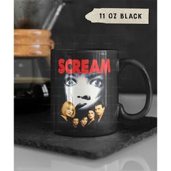 drew barrymore scary movies coffee mug, scary movie scream retro mug, movie scary horror, homage fan mug sidney actress