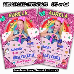 jojo siwa birthday invitation, jojo siwa party, jojo siwa birthday, jojo siwa invitation, pesonalized invitation